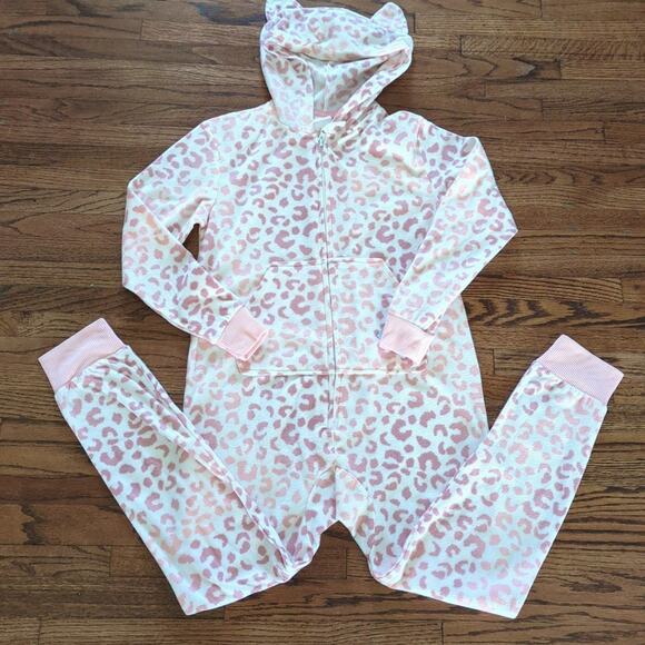 Cat&Jack One Piece Zip Front Hoodie/Jogger Style PJ’s W/Cat Ears Sz Medium 8 NEW - Picture 1 of 5